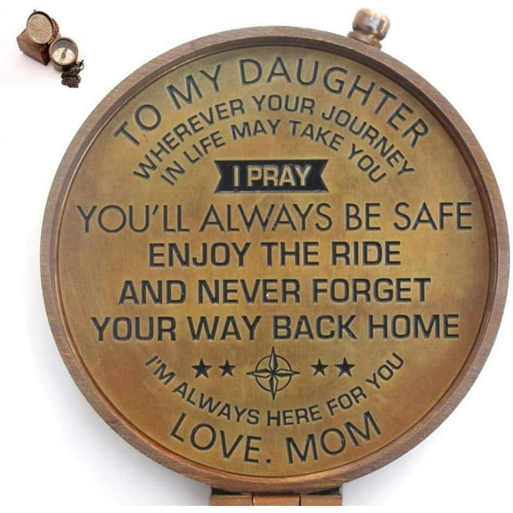 RII Pocket Brass Compass, Nautical Navy Compass for Camping, Travelling, Hiking, Boating, Gifting Compass for Wedding, Birthday, Anniversary, Graduation, Mom to Daughter, with Imprinted Leather Case…