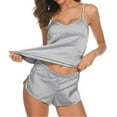 thumbnail image 1 of Pyjama d'Été pour Femmes en Soie Dentelle Décolleté en V Profond, 1 of 5