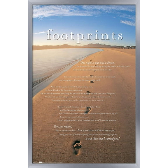Footprints in the Sand Wall Poster, 22.375" x 34", Framed