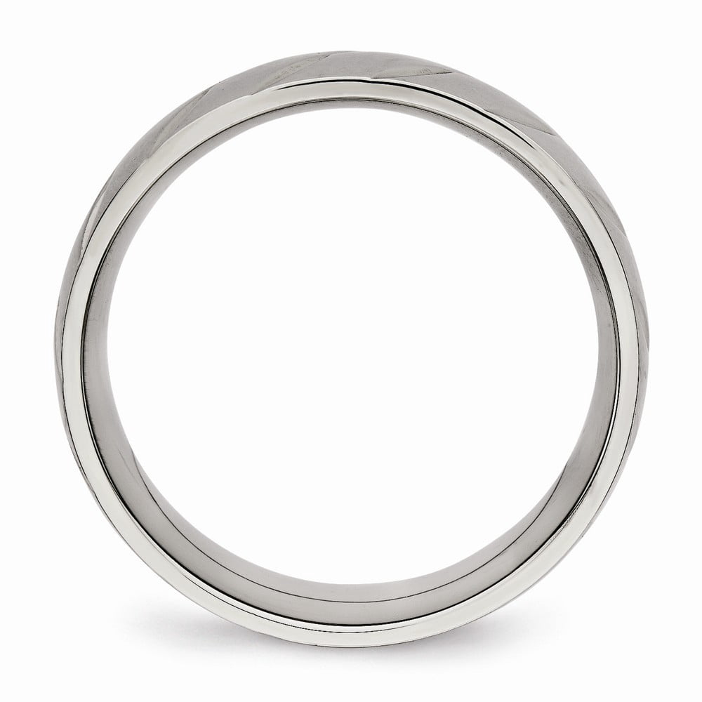 Titanium Polished Diamond Cut Ring