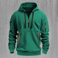 thumbnail image 2 of TOWED22 Men's Hoodies Casual Pullover Hooded Sweatshirt Long Sleeve Quarter Zip Hoody Tops With Kangaroo Pocket(Dark Green,3XL), 2 of 9