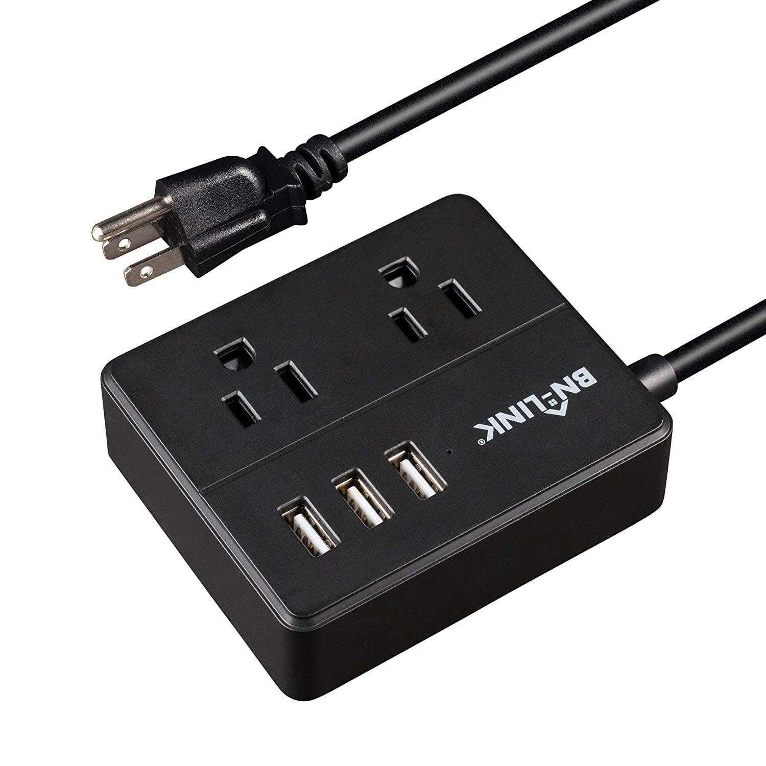 Bn Link Mini Desk Power Strip With 2 S And 3 Usb Ports 5 Feet Cord Black