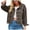 Brown1, variant on Tthxqing Cropped Denim Jacket for Women Casual Leopard Printed Button Jean Jackets Classic Stretch Shacket Coats Brown XL