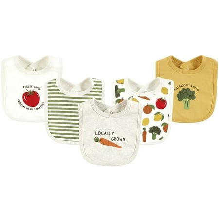 

Touched by Nature Unisex Baby Organic Cotton Bibs Happy Veggies One Size