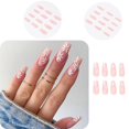 thumbnail image 1 of CARBONLIKE 24 uds/set dise?o de flores manicura a presión, u?as postizas de longitud media, u?as postizas de cobertura completa francesa para mujeres y ni?as LingWen 8390606665461, 1 of 1