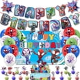thumbnail image 1 of Spider-Man Birthday Party Decorations Set, Theme Banner, Cake Toppers & Balloons Party Supplies, 1 of 5