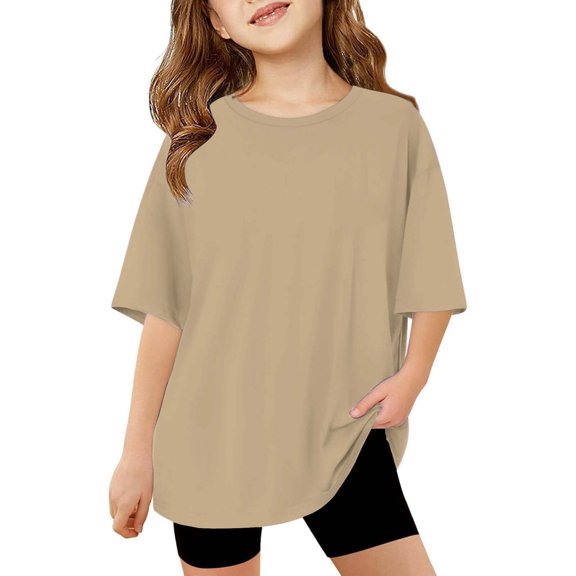 KVPLBQFD Girls Loose Fit Tops Summer Cooling T Shirts for Teen Unisex Crew Neck Short Sleeve Tee Tweens Stretchy Everyday Casual Clothes