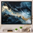 thumbnail image 2 of Designart "Mystic Harmony Gold and Blue Abstract Marble" Oversized Abstract Framed Wall Art - Modern Gold Abstract Marble Living Room Framed Canvas Art, 2 of 7