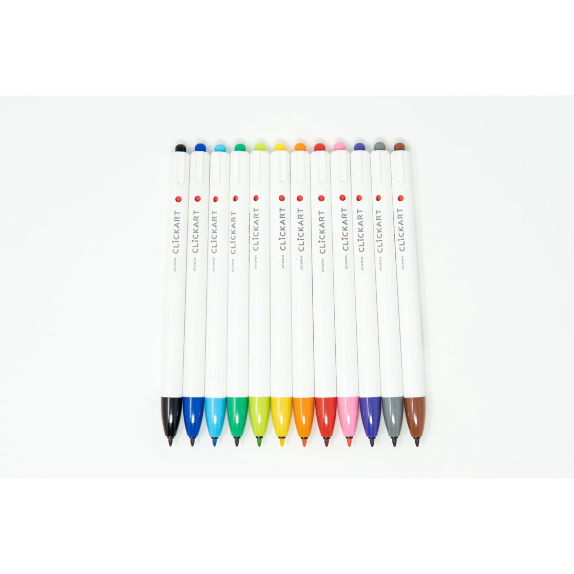 CLiCKART Retractable Marker, 0.6 mm Fine Bullet Point Tip, Assorted Colors, Pack of 12