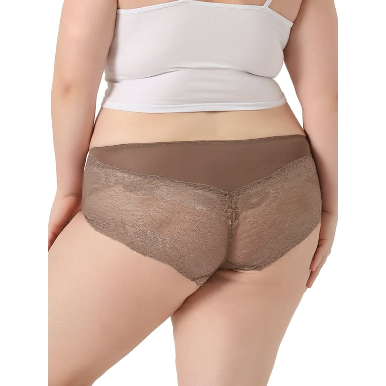 Agnes Orinda Women's Underwear Floral Lace Mid-Waist Panty Briefs 3-Pack