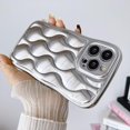 thumbnail image 4 of Water Ripple Glossy Case for iPhone 14 Pro Max Soft TPU Shockproof Camera Protective Back Cover for Women Girl Curly Wave Frame Phone Case for iPhone 14 Pro Max 6.7 Inch Silver, 4 of 13