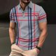 thumbnail image 2 of Pantalones Cortos Casuales de Manga Corta de Solapa de Jean con Estampado a Rayas, Camisa Transpirable de los Hombres de Verano para Diario Y Negocios, 2 of 6