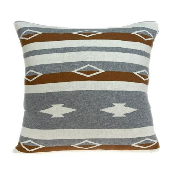 Mado Tan, Grey & Brown Square Southwest Pillow Cover with Poly Insert - 20 x 20 x 7 in.