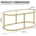 thumbnail image 2 of Oval Coffee Table with Glass Top - Modern Gold Accent Table for Living Room, 2 of 9
