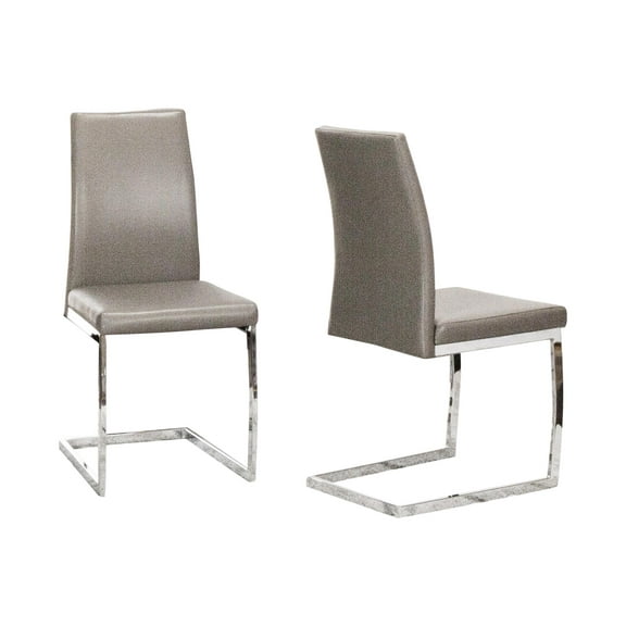 Sela Taupe Gray Faux Leather Padded Dining Chairs Set of 2 Kitchen Sidechairs