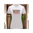 thumbnail image 1 of Playera Blusa Con Estampado Merry Christmas Estilo Animal Print Ropa Para Mujer Color Blanco Talla Mediana Marca Emil SaEs, 1 of 4