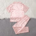 thumbnail image 7 of BLVB Silk Satin Pajamas Set Girls 2 Piece Pj Sets Short Sleeve Sleepwear Soft Button down Loungewear Valentine's Day Outfits for Kids, 7 of 7