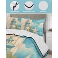 thumbnail image 4 of Blue Coastal Queen Size Down Alternative Comforter,Lightweight Comforter Quilt Bedding Set with Pillow Shams Watercolor Nautical Starfish Lighthouse Beach Bed Comforter Duvet Insert 90"x96", 4 of 7