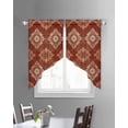 thumbnail image 3 of Vintage Brown Swag Valances for Windows, Boho Ethnic Geometric Abstract Art Southwestern Rod Pocket Sheer Valances for Windows, Swag Toppers Light Filtering for Kitchen Living Room 2 Panels 28''x36'', 3 of 6