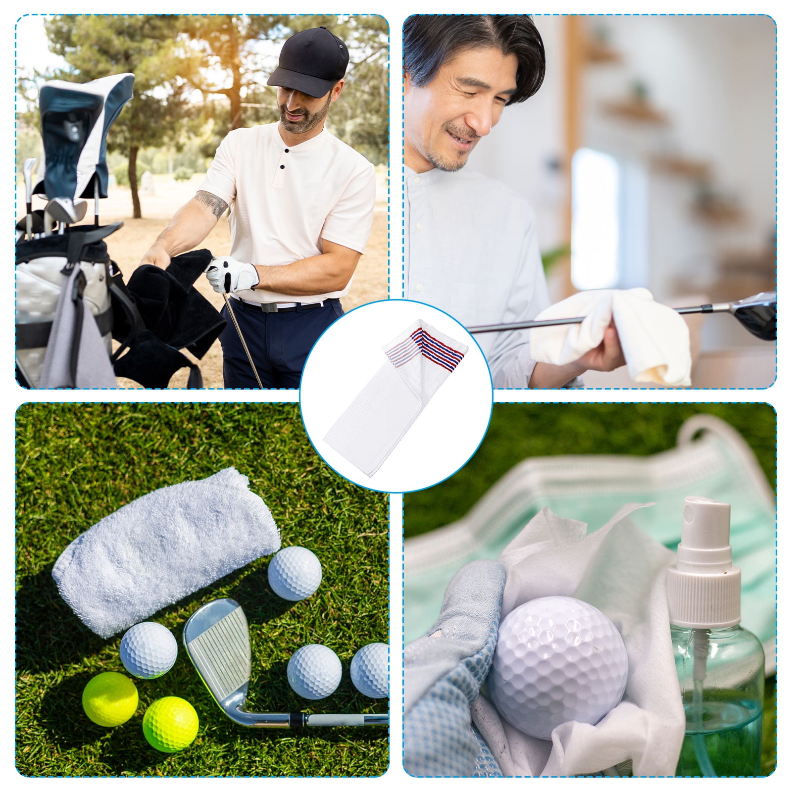 Uxcell Large Caddy Towel 22" x 44", Caddie Style Golf Towels Cotton Camping Towels, Multicolor 2 Pcs