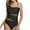 Black, variant on One Piece Swimsuit for Women One Shoulder Spaghetti Strap Bathing Suits Mesh Tummy Control Swimwear