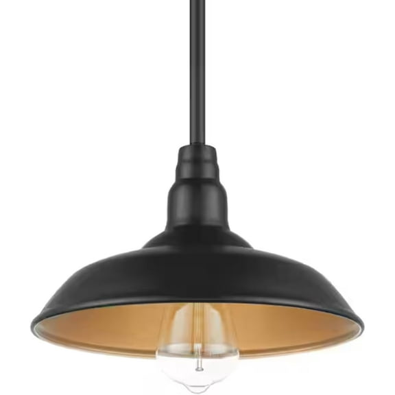10'' Outdoor Pendant Light Fixture, Adjustable Mini Hanging Ceiling Light in Matte Black Aluminum, Downward Lighting, LED-Compatible, Weather-Resistant