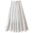 thumbnail image 4 of Arlun Women's Boho Eyelet Embroidery Maxi Skirts Elastic High Waist A-Line Summer Casual Beach Long Skirt Loose Fit Solid Color Ruffle Tiered Flowy Beach Vacation Skirts 2026 White one Size, 4 of 4