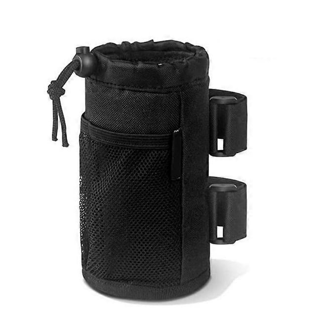 Portavasos universal para andador o silla de ruedas, portabotellas con bolsillos de malla, color negro