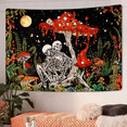 thumbnail image 5 of Skull Mushroom Tapestry Skeleton Lovers Tapestries Vintage Plants Tapestry Moon Garden Galaxy Tapestry Gothic Wall Tapestry for Bedroom Aesthetic Decor (59.1 x 59.1 inches), 5 of 7