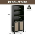 thumbnail image 3 of WGYPRIME 70.9" Tall Bookcase with 2 Rattan Doors, Modern Farmhouse Style 5 Tier Storage Wood Shelves, Large Bookshelf for Library Living Room Bedroom Home Office, 3 of 8