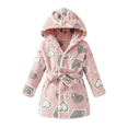 thumbnail image 3 of LYMAYTER Kids Girls Hooded Robe Soft Fleece Bathrobe Cozy Warm Lounging Pajamas for 1-7Y Toddler Robe, 3 of 10