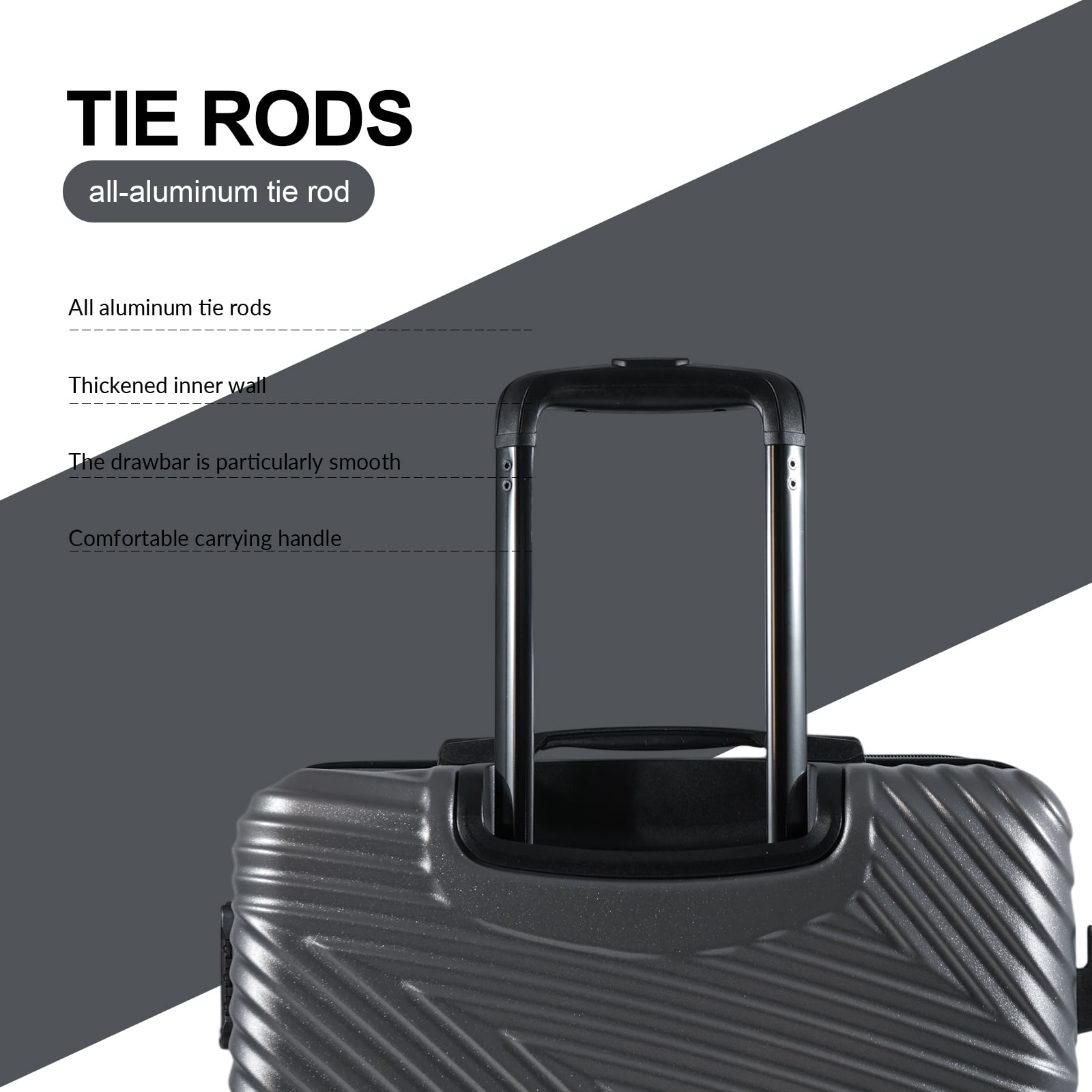 Tripcomp Luggage 3 Piece Set,Suitcase Set with Spinner Wheels Hardside Lightweight Luggage 20in24in28in.(Dark Grey)