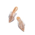 thumbnail image 3 of Cape Robbin Enny Mules Slip On Flat Sandals Clear Pointed toe Embellished Slides (Clear, 10), 3 of 4