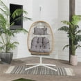 thumbnail image 3 of Resin Rattan Wicker Swing Egg Chair with Stand in Brown/Gray, 3 of 11