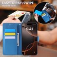 thumbnail image 5 of for iPhone Air Case Wallet with Floral Embossed Design, Premium PU Leather + TPU, Card Slots Kickstand Magnetic Clasp Wrist Strap Shockproof Full Body Cover for iPhone Air, Blue, 5 of 5