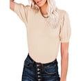 thumbnail image 4 of Kitsin Womens Puff Short Sleeve Sweater Tops Crewneck Knit Pullover Lightweight Sweaters Blouse, 4 of 6