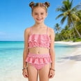 thumbnail image 3 of 3-12 Years Girls Two Piece Swimsuit Layered Halters Flounce Sport Bikini Set Adjustable Straps Beach Bathing Swimwear Kids Summer Beachwear Outfit Pink, 3 of 9