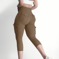 thumbnail image 6 of Zuesphe Womens Pants Elastic Waist Petite Length Capri Pants for Women Stretch with Pockets Flowy Pants for Women Plus Size Womens Cargo Pants with Pockets, 6 of 6
