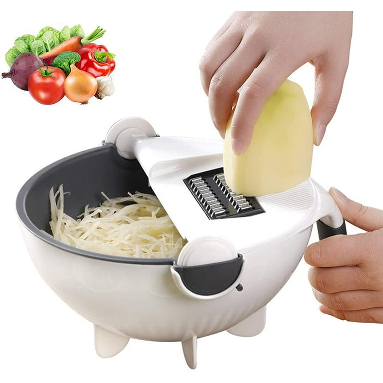 Multifunctional Vegetable Slicer 9 In 1 Rotate Vegetable Cutter With Drain  Basket Fruit Shredder Grater Slicer Kitchen Gadget Se