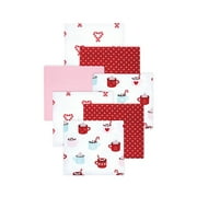 Little Treasure Hudson Baby Girls Cotton Poly Flannel Receiving Blankets 7-Pack, Red Hot Cocoa, 30x30 inches