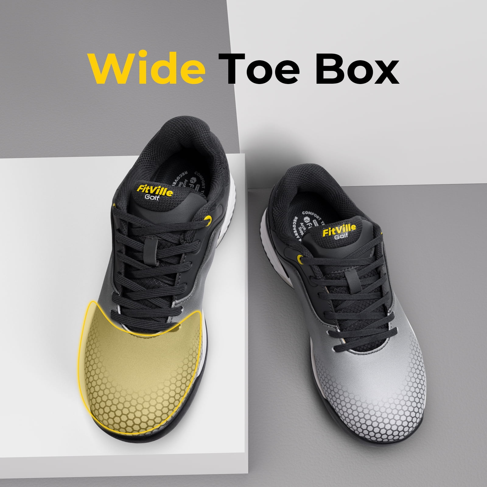 FitVille‎ Golf Shoes in Gray and Yellow Amazon.com | FitVille Mens Golf Shoes Professional Outdoor  main image 2