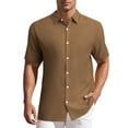 thumbnail image 1 of CAMISAS DE HOMBRE CORTAS PARA EL DÍA DEL PADRE INSPIRADOR, CAMISA DE PLAYERA DE VERANO CON CUELLO PUNTA MARRÓN, 1 of 6