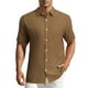 thumbnail image 1 of CAMISAS DE HOMBRE CORTAS INSPIRE CHIC, CON CUELLO PUNTA, MARRÓN, VERANO, PLAYERA DE PLAYA, 1 of 6