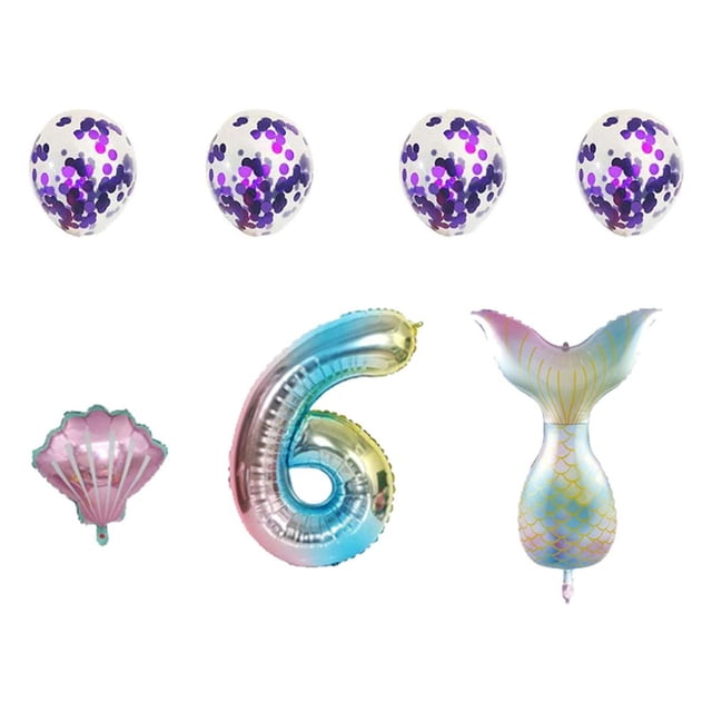 Globos De Sirena Número De Concha Conjunto De Combinación De Globos De Lentejuelas Púrpura Fiesta Temática Decoración De Fiesta De Cumpleaños Vogacara HA046689-03