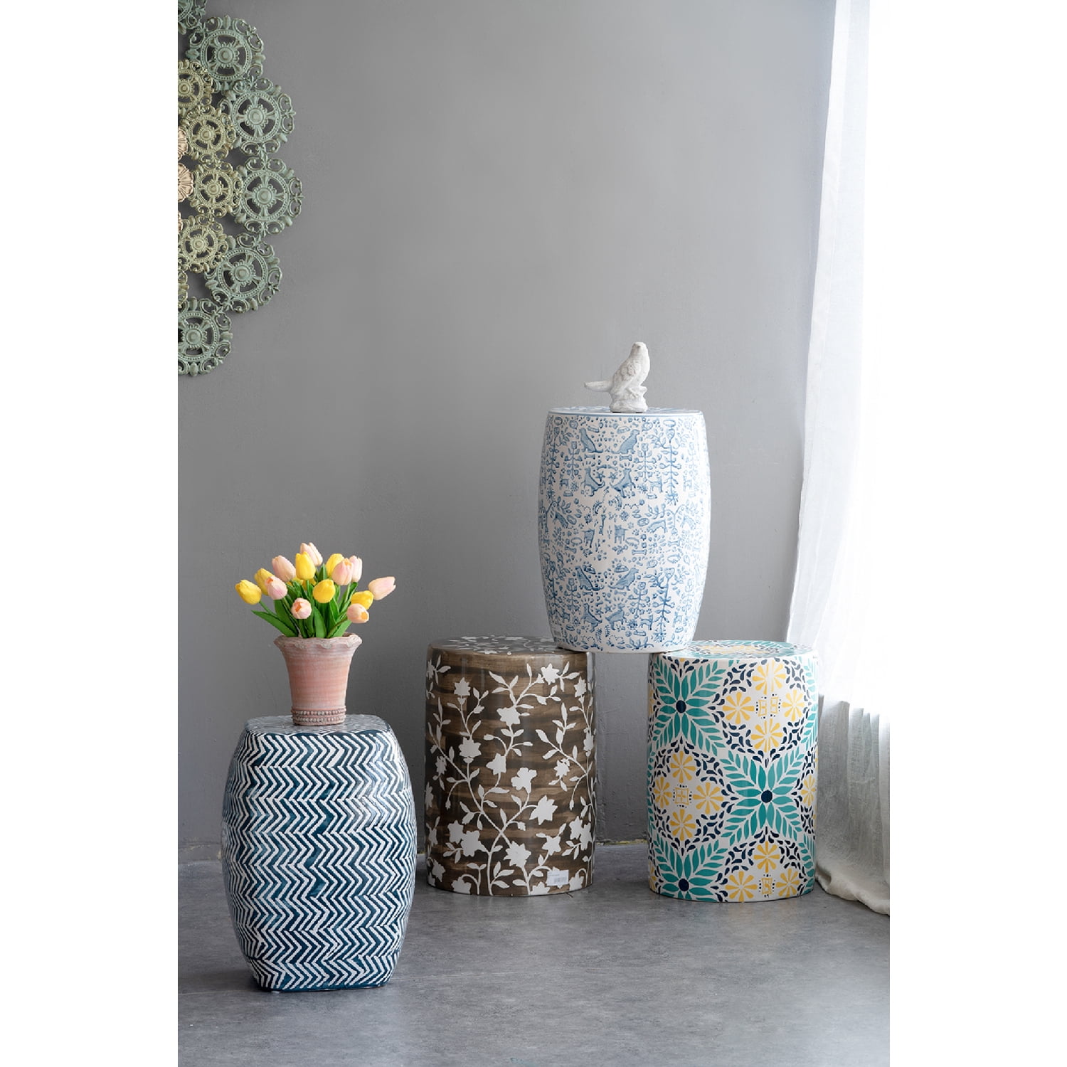 A&B Home Hand-Painted Stool - Thumbnail 5