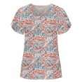 thumbnail image 2 of SMihono Hauts pour Femmes Été Mode Décontractée Col Montant Imprimé Pétale Manches Courtes - T-Shirts Grande Taille, 2 of 5