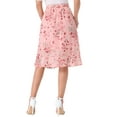 thumbnail image 3 of Faldas midi florales para mujer Inspire Chic, con volantes, cintura alta, fluida, en línea A, con abertura, longitud a la rodilla, XS, rosa claro, 3 of 6