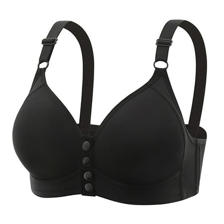Black of Friday Deals!Clearance Staron Women Bra Front Closure No Underwire Bra Soft Strap Wireless Bra Comfortable Breathable Bras Solid Color Bra