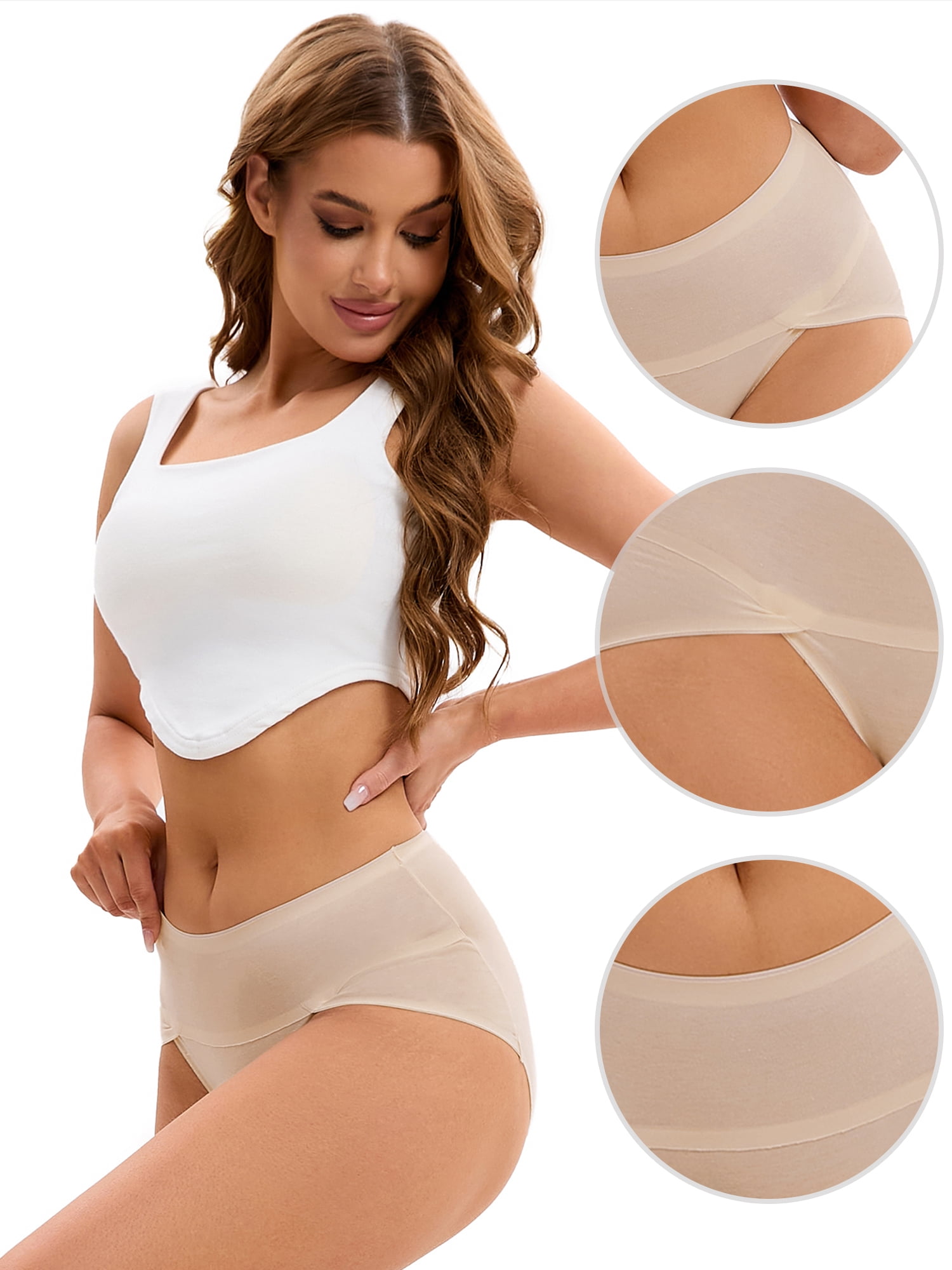 Unique Bargains Women's Hi-Cut High Waist Briefs Breathable Panties Underpants L Khaki