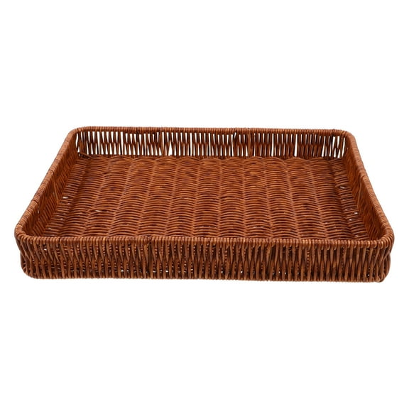 BESTYASH 1Pcs Storage Bin Kitchen Baskets Plastic Woven Flat Natural Style For Household Users